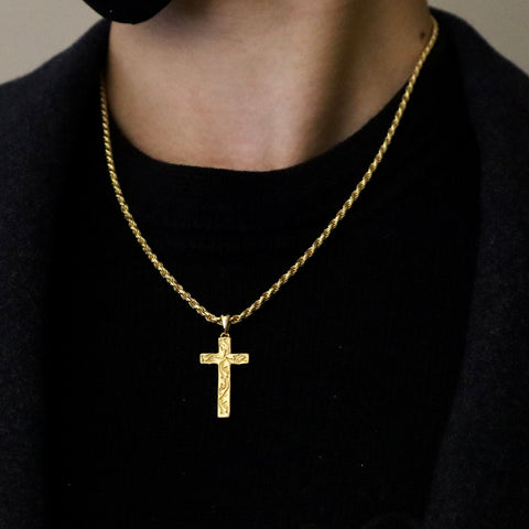 Olive Branch Cross Pendant - Gold Vermeil