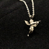 Tommy Gun Cupid Pendant - Sterling Silver