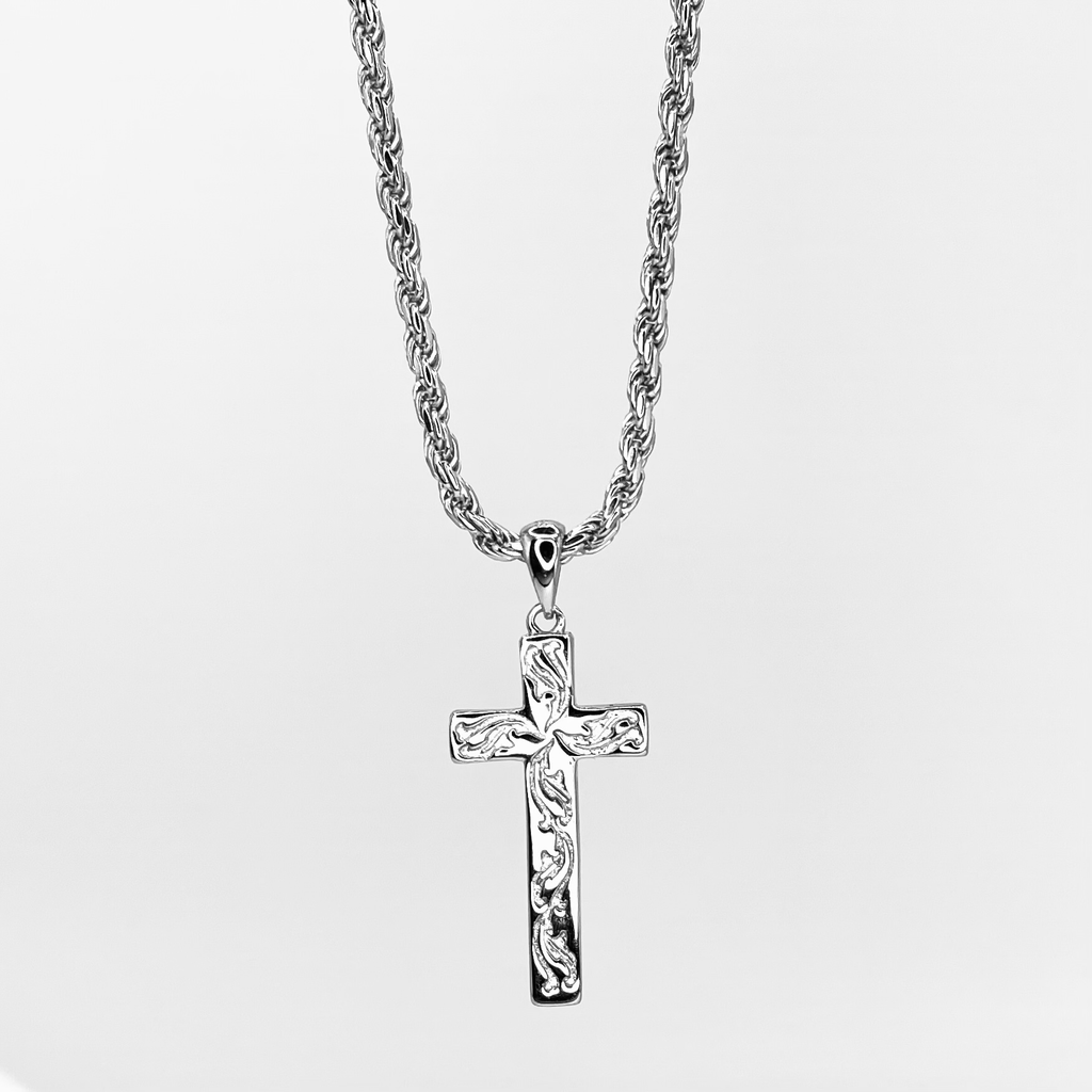 Olive Silver Cross Necklace